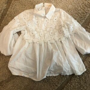 Rye White Floral Lace Blouse size large cottage core style